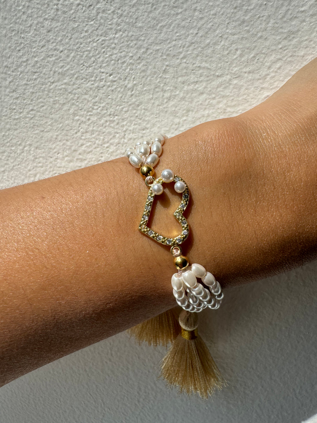 Pulsera aperlada corazón